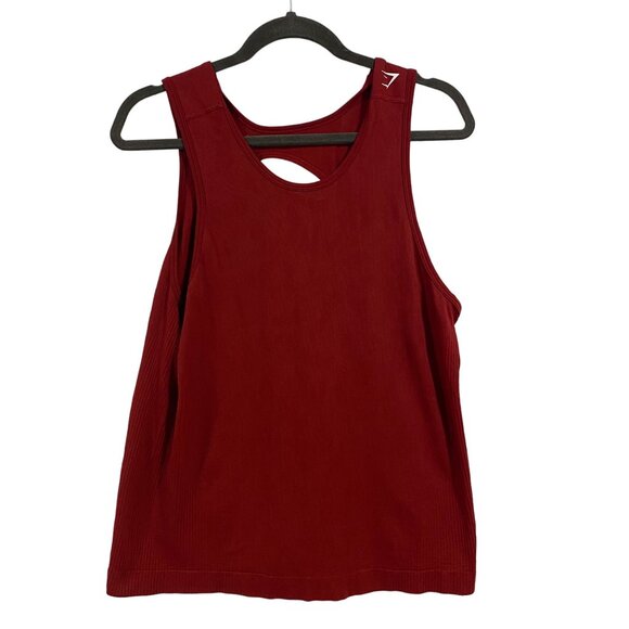 Gymshark Women's Studio Round Neck Sleeveless Plain Burgundy Top Size S‎ - Picture 1 of 9